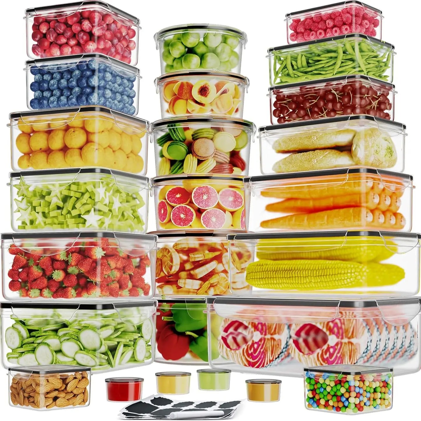 40PCS Airtight Food Storage Containers Set – BPA-Free Leakproof Stackable Kitchen Organizer with Lids